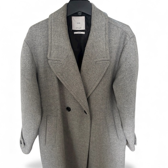 Mango Elegant Gray Double-Breasted Pea Coat - Picture 4 of 6